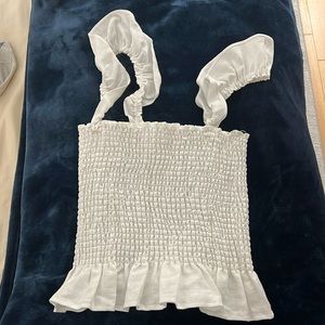 White Scrunch Reformation top